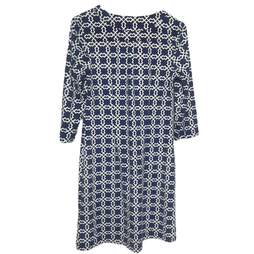 Katherine Way Blue White Sailor Core Dress M Gold Buttons USA - Picture 2 of 9